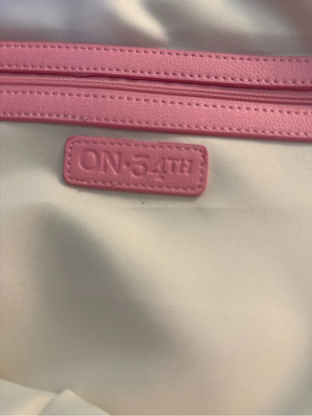 On Fifth Large Striped Pink & Orange Canvas Beach Bag Tote NWT, plus cosmeticbag